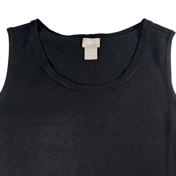 Chicos Knit Tank Top Black Under Shirt Size Medium Stretchy Dressy NEW - Picture 5 of 7